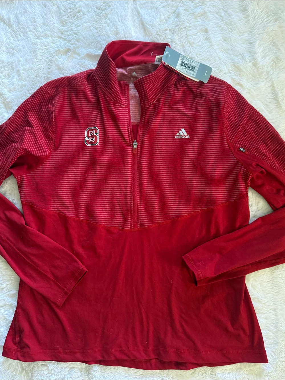 NWT adidas NC State Women’s Red Striped 1/2 Zipper Pullover XXL